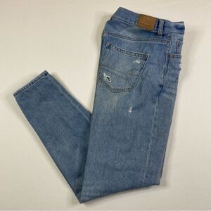 American Eagle Mom Jeans Women's 2 Light Denim High Rise Distressed Ripped Knees